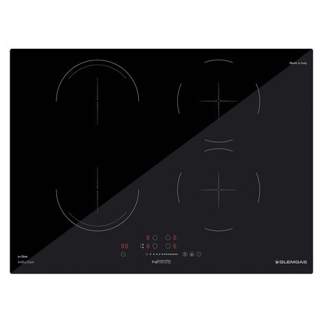 Glem Gas GTI741BSL piano cottura Nero Da incasso 70 cm Piano cottura a induzione 4 Fornelli