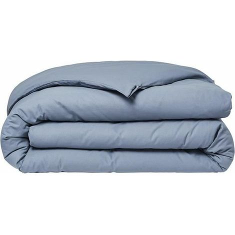 Housse de couette TODAY Essential - 140 x 200 cm - 1 personne - 100% Coton uni - Denim (1/3)