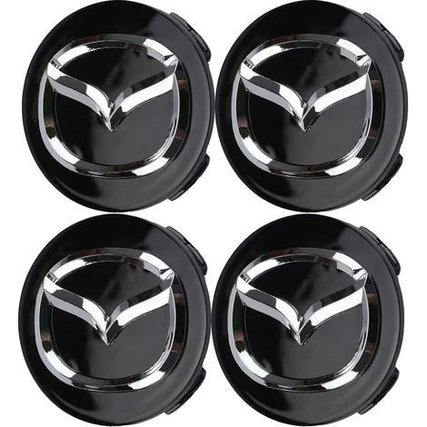 4 pièces Cache Moyeu pour Mazda MX-5 NC, Enjoliveur Centre Roue pour Pneu Voiture, Étanche Capuchons de Moyeu, Accessoire Véhicules,Normal-Black (1/5)