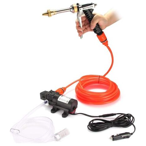 VURAHOME - Pompe de Lave-Auto à Haute Pression Nettoyage de Pompe à eau Pompe à eau Portable Kit de Lavage de Pistolet 130PS DC 12V 80W Pour de Pneus de Porte de Voiture (1/4)