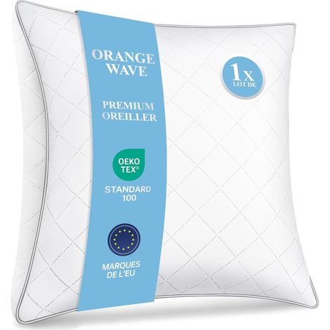 Oreillers 80x80 cm Lot de 1, Oreiller en Microfibre Hypoallergénique et Moelleux, Oreillers Qualité Hotel Idéal pour Dormeurs sur Le Côté et Le Dos, Coussin Respirant et Doux (1/5)