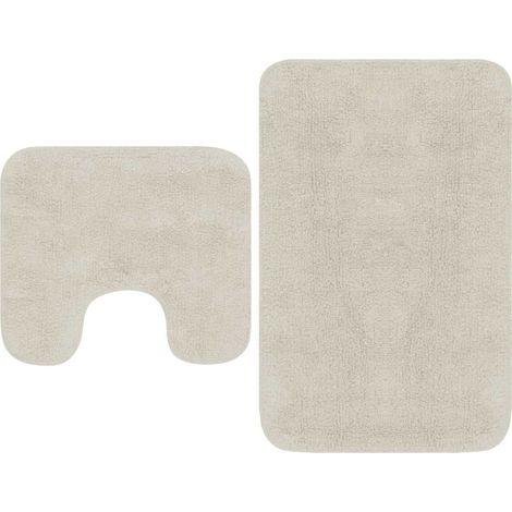 vidaXL Jeu de tapis de salle de bain 2 pcs Tissu Blanc (1/5)