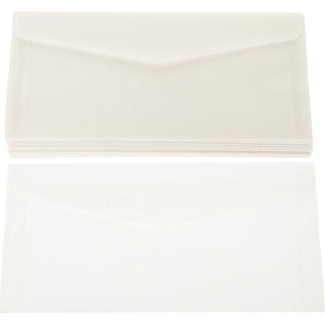 Lot de 50 enveloppes transparentes vierges pour invitations, idéales pour les fêtes.-22.00X10.50X0.10CM-White (1/4)