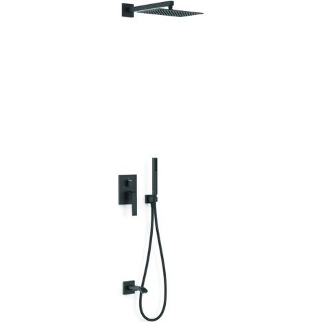 Kit mitigeur encastré 3 voies Rapid‑box pour douche Slim Noir mat - TRES 20237303NM