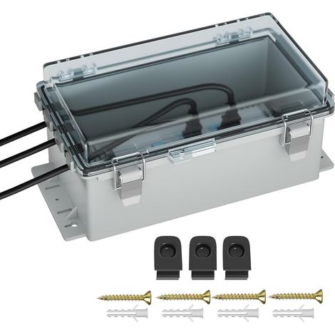 Cache-prise extérieur étanche, 22,8 x 12,7 x 10,9 cm, pour une utilisation en extérieur, protection de câble et de prise. (1/5)