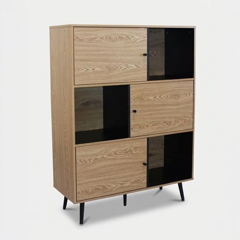 Buffet moderne Elwood avec 3 portes et étagères