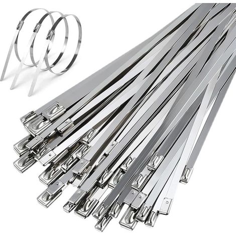 50 x 500 mm Hochleistungs-Kabelbinder aus Edelstahl mit Selbstverriegelung, ideal zum Umwickeln von Abflüssen, Bündeln von Kabeln und Befestigen von Markisen und Zäunen.