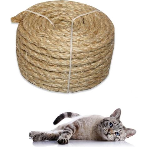 [NEVER USED] Sisal rope for cat trees, scratching posts, for decorating scratching posts, houses, gardens, flower pots, 4 mm x 30 m - Yellow