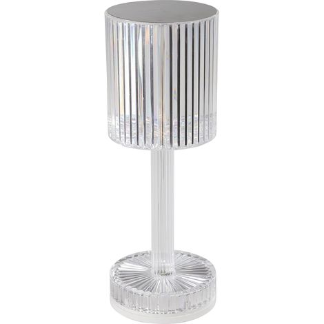 Lampe de table diamant en cristal tricolore - veilleuse d'ambiance pour chambre à coucher - Batterie au lithium - Réglage tactile de la température de couleur et de la luminosité - Rechargeable par US (1/4)