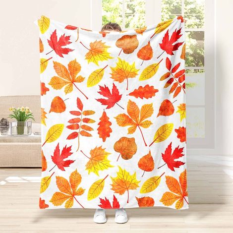 Couverture En Flanelle - Motif Feuilles D'érable - 140 x 180 cm - Pour Canapé Lit Ou Voyage - 1 Pièce (1/5)