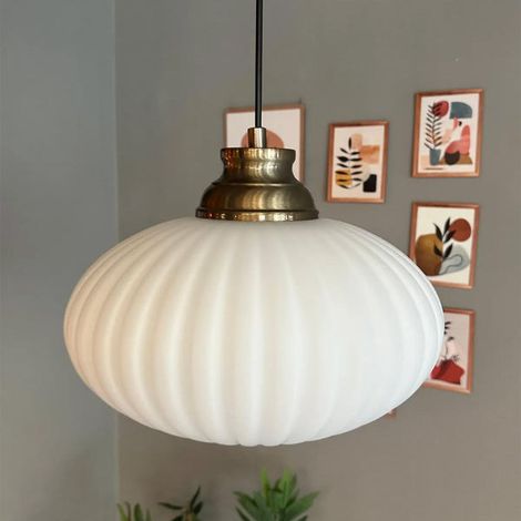 Bamyum Elegant Suspension Luminaire Verre Rétro en Metal de 30 cm, Lustre de Salon Vintage, Éclairage de Plafond pour Chambre et Cuisine (1/5)
