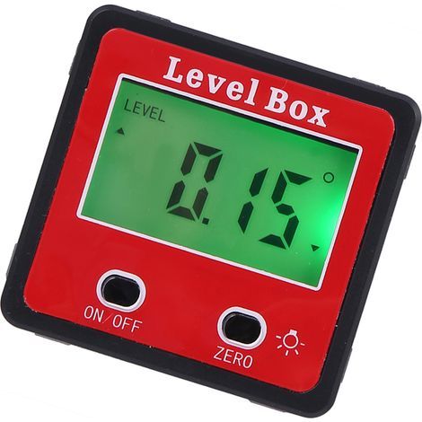 Mini electronic inclinometer, IP54 waterproof, LCD screen, 4×90° measuring range, woodworking and construction level, red (1/5)