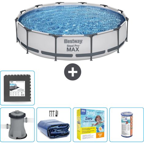 Piscine Bestway Ronde Steel Pro MAX - 366 x 76 cm - Grise - Comprend des Accessoires CB18 (1/5)