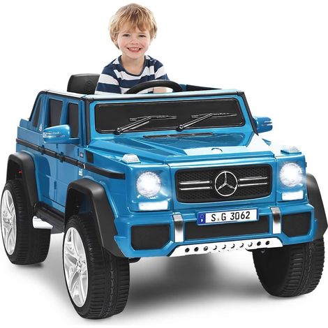 COSTWAY 12V Mercedes-Benz Maybach Kinderauto mit 2,4G-Fernbedienung, Elektroauto mit MP3, Musik, Hupe und LED-Leuchten, Jeep Auto 2,5-5,5km/hm, Kinderfahrzeug für Kinder von 3-8 Jahren Blau (1/5)