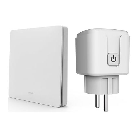 Kit Prise Télécommandée et Interrupteur Sans Fil Interrupteur Cinétique Auto-alimenté 433MHz, 3500W, Commande à Distance pour Lampes et Appareils Blanc (1/5)