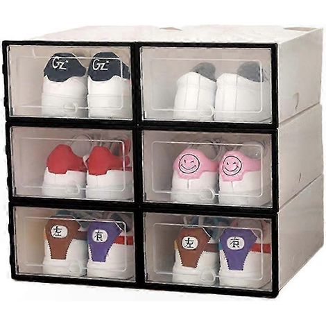 6 stapelbare, faltbare Schuhaufbewahrungsboxen aus Kunststoff, Schubladenorganizer für Spinde (1/5)