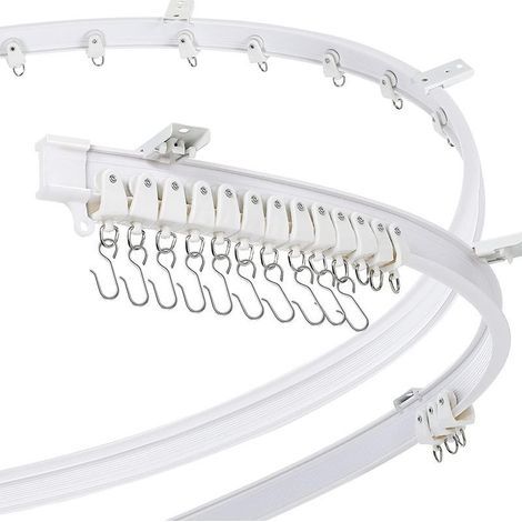 Gardinenschiene, gebogene Deckenschiene, 3 Meter, geeignet für Gardinen, Deckenmontage, weiß, gebogene Schiene