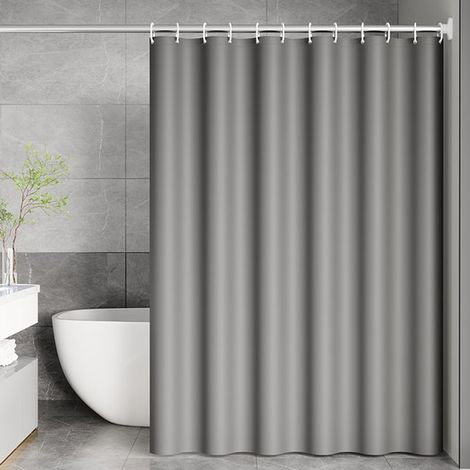 Rideau de douche - Rideau de salle de bain - Paroi de douche - Tissu déperlant - 180 x 180 cm - Gris (1/5)