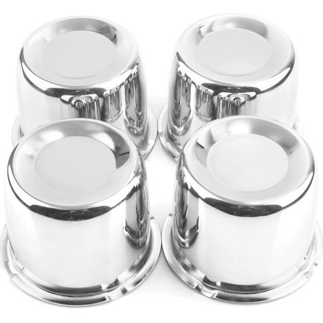 Lot de 4 cache-moyeux de roue 3,15" Cache-moyeux OD 80 mm H 68 mm, Cache-moyeux de roue en acier au carbone Convient pour berlines, véhicules tout-terrain, remorques, camions, Chrom (1/5)