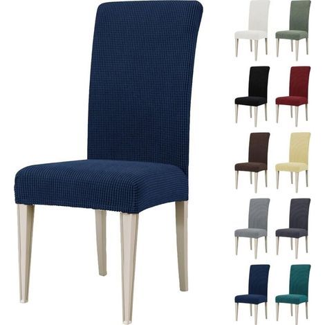 Housse de Chaise, Extensible Housse Chaise Salle à Manger, Universel Housse pour Chaise, Housses de Chaises Lavable, Bleu(4 Pièces) (1/4)
