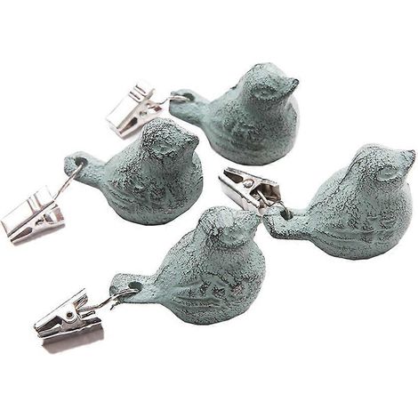 Pendentifs clips de table en fer forgé, lot de 4, design oiseau, poids pour nappe, clips décoratifs antiroulis, accessoires de table élégants. (1/4)