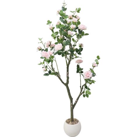 Árbol de rosas artificiales, sin mantenimiento, decoración versátil, rosa claro. (1/2)