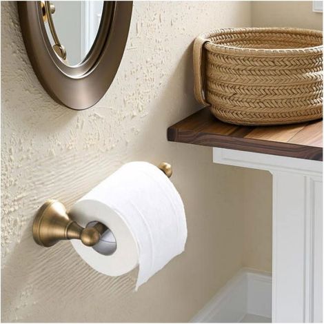 Porte-Rouleau Papier Toilette Mural Laiton Bronze Antique 20cm - Dérouleur Support WC Rétro - Accessoire Salle de Bain (1/5)