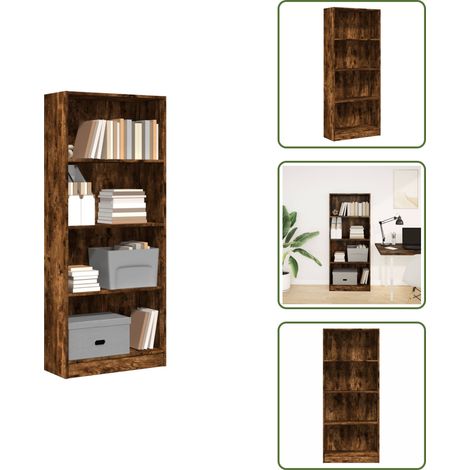 Bücherregal Räuchereiche 60x24x143 cm Holzwerkstoff - Bücherregal - Bücherregale - Bücherschrank - Bücherschränke (1/5)