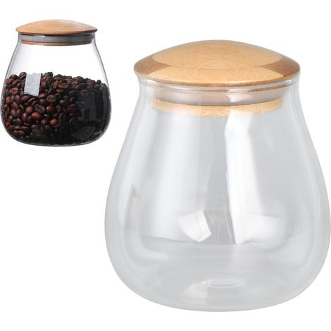 Bocal en verre transparent en forme de champignon, avec couvercle, récipient hermétique pour grains de thé et de café, 900 ml. (1/5)