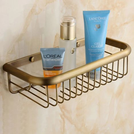 (30 cm) Panier à savon mural en laiton bronze antique, étagère de douche, porte-shampoing, étagère de rangement (1/5)