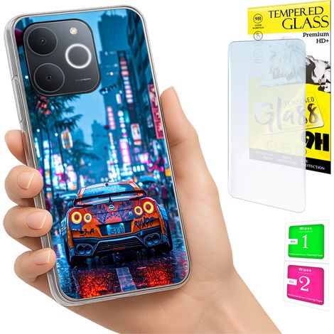 Coque pour Realme Note 70T avec protection photo, coque arrière et verre trempé 9H