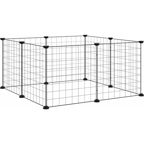 Maison Exclusive - Cage pour animaux de compagnie à 8 panneaux, noire, 70 x 70 x 35 cm, en acier (1/5)