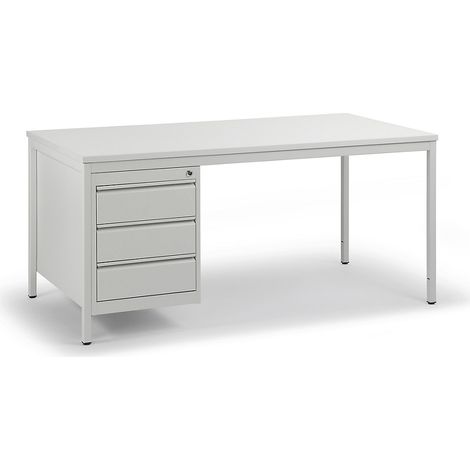 eurokraft basic, Bureau d'atelier gris clair, tiroirs 3 x 140 (1/5)