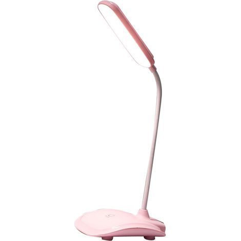 Lampe de bureau LED rose, tactile, trois niveaux de température de couleur, intensité variable, chargement USB. (1/5)
