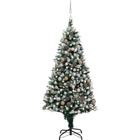 Sapin de Noël artificiel pré-éclairé/boules-Arbre de Noël pommes de pin 210cm 741421 (1/5)
