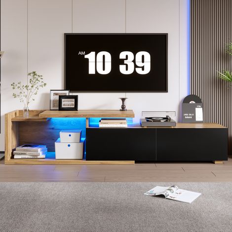 Meuble TV modulaire avec module mobile et éclairage LED, design flexible 2 en 1 extensible jusqu’à 2 m pour un maximum de flexibilité et de rangement