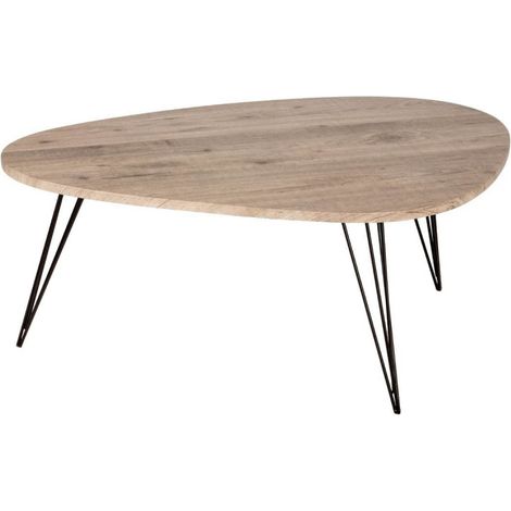 Table basse en bois et pieds en métal noir 112 x 80 x H 40 cm - Atmosphera (1/5)