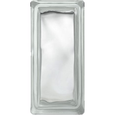 Brique de verre 9x19x8 cm – Transparent brillant – 1909W – Verre décoratif pour intérieur et extérieur – Poids 1,4 kg