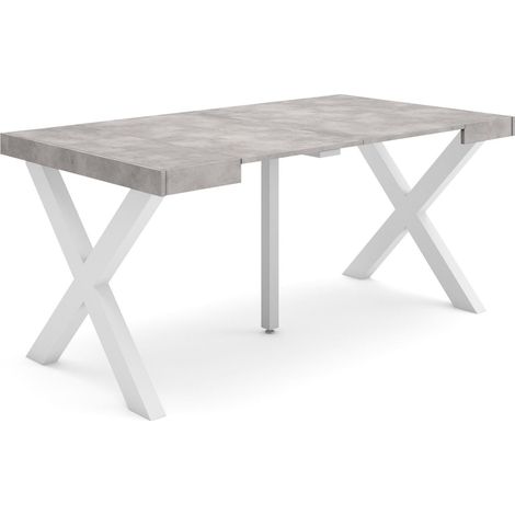 Table Console Extensible Console Meuble 160 pour 8 Personnes Pieds Bois Massif Style Moderne Ciment (1/5)
