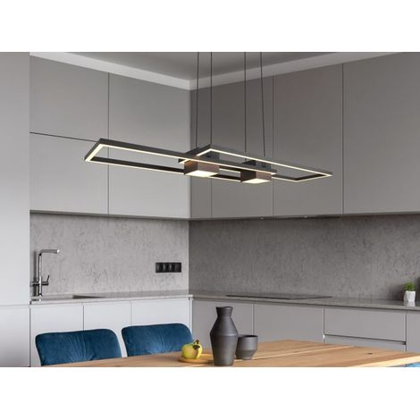 LED Pendelleuchte ALBANY Schwarz mit Fernbedienung dimmbar lang, Breite 100cm