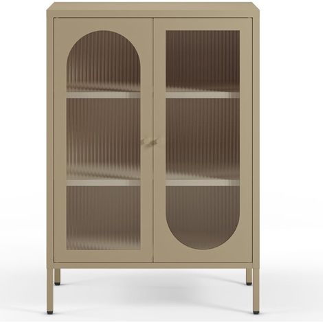 Buffet 2 portes en métal beige 70 cm - Ysia