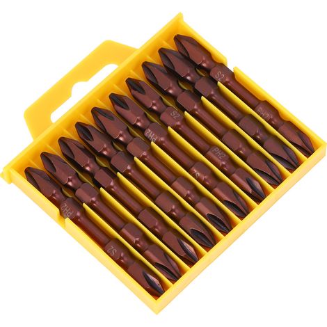 10 Stück Doppel-Kreuzschlitzschraubendreher-Bits aus Chrom-Vanadium-Legierungsstahl, magnetisches Handwerkzeug, 65 mm, Antikmessing (1/5)