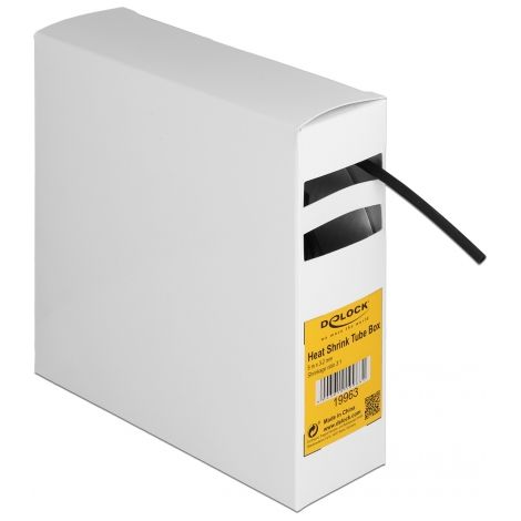 Delock Caja de tubos termorretrÃ¡ctiles, con adhesivo interior, relaciÃ³n de contracciÃ³n 3:1, 5 m x 3,2 mm negro