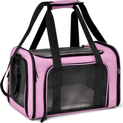 Cama plegable y transpirable para gatos, apta para gatos y perros, ideal para viajes en coche (rosa, M, 40 x 25 x 25 cm) (1/5)