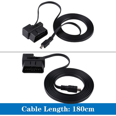 Câble adaptateur de charge OBD 16 broches vers mini USB pour affichage tête haute (HUD) (1/4)