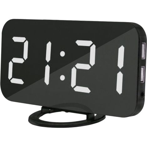 Reloj despertador electrónico creativo con espejo y función de repetición, cargador de teléfono móvil, multifuncional, nuevo modelo.