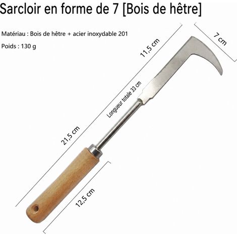 Crochet de désherbage en acier inoxydable avec manche en hêtre 7 5 1 × 1 × 1 cm 1 g – Livraison gratuite