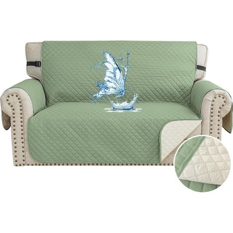 Sofa Überwurf 2 Sitzer wasserdicht, rutschfest, haustierfreundlich, hellgrün (1/5)