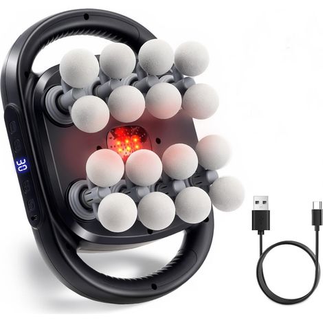 Massage Gun with Red Light,  16 Electric Muscle Massager Heads with 9 Modes and 30 Adjustable Speeds,  Portable Back Massager Relieves Muscle Tension and Back Fatigue (1/5)