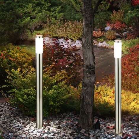 Set di 2 lampade da terra a LED per illuminazione di percorsi da giardino, luci per esterni in acciaio inossidabile